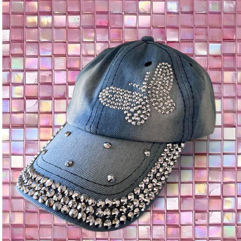 Blue denim baseball cap